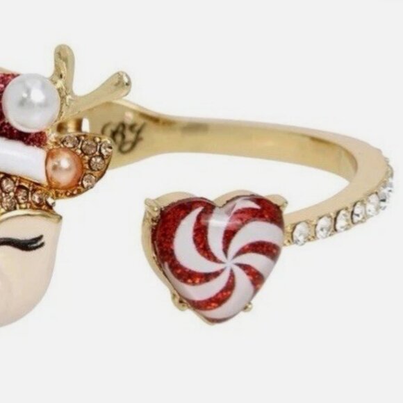 Betsey Johnson Winking Reindeer Pave Crystal Hinge Bracelet Christmas NWT - Picture 4 of 10